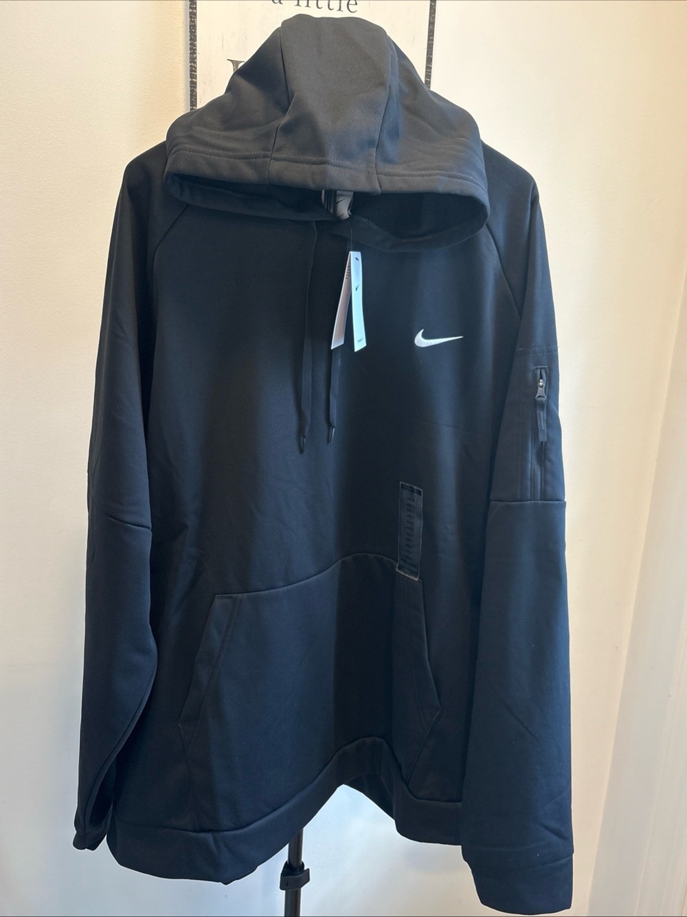 Nike Men's Therma-FIT Long Sleeve Logo Hoodie Fitness Pullover Black 4XLT